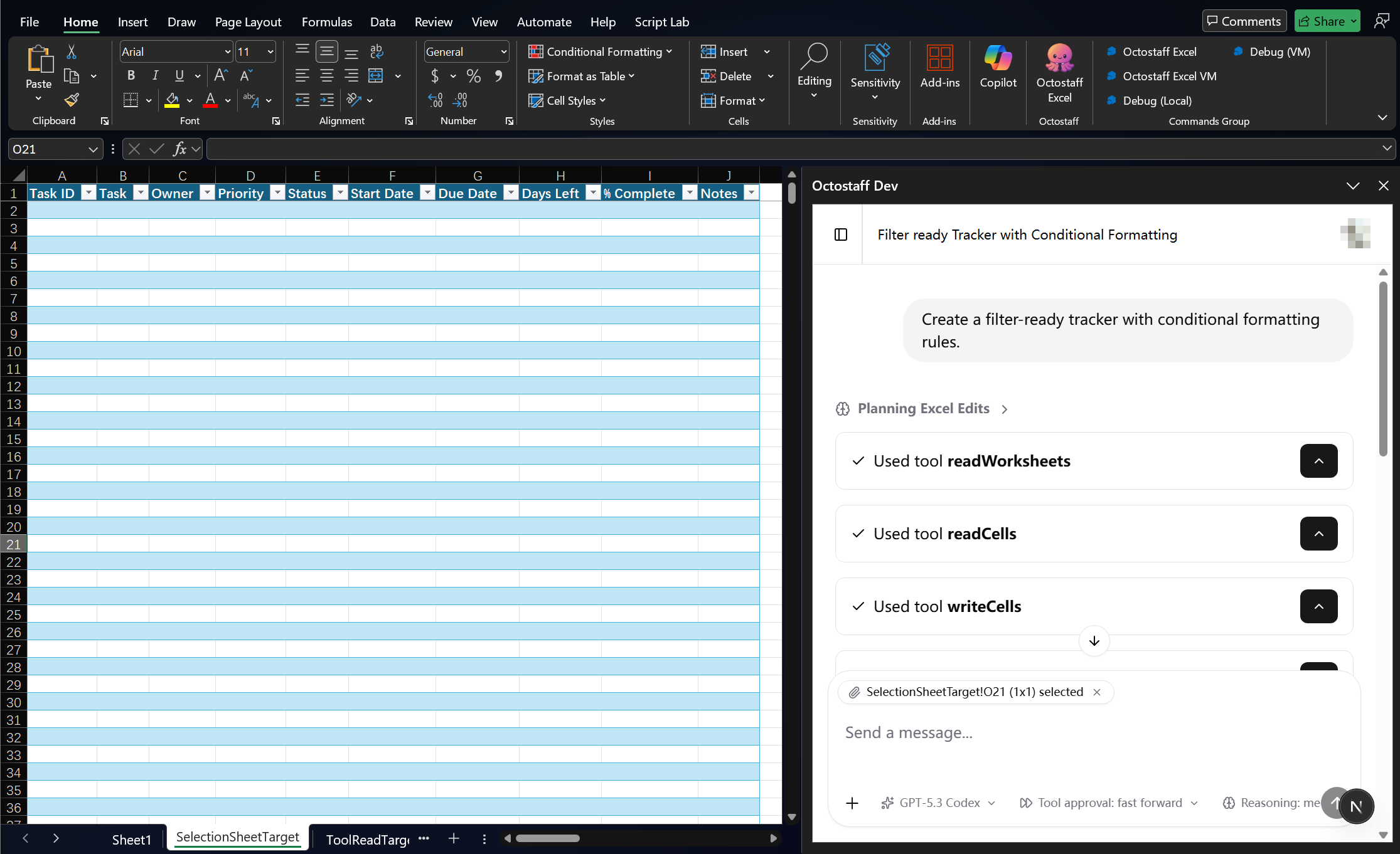 Excel example: filter-ready tracker with conditional formatting