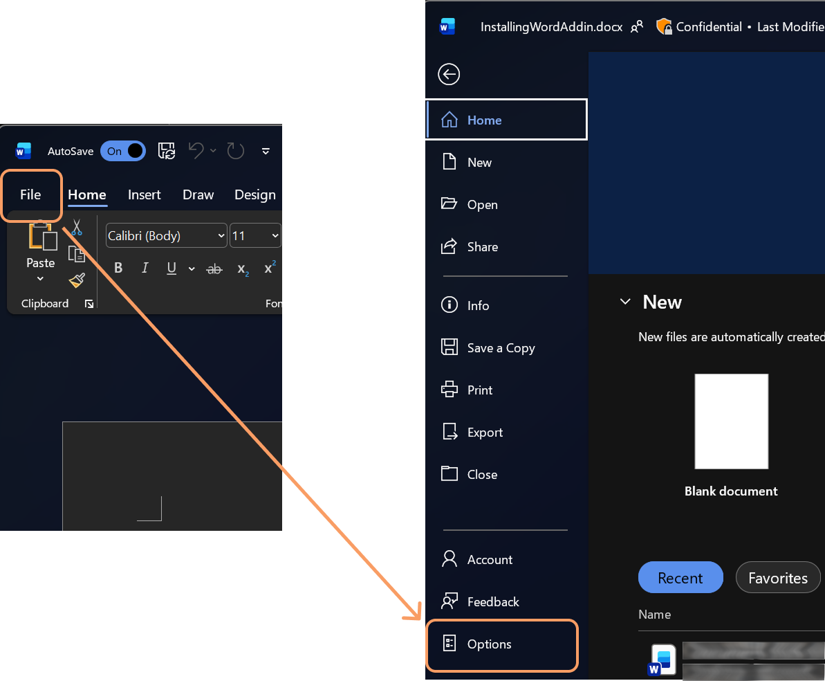 Step 3 - File to Options